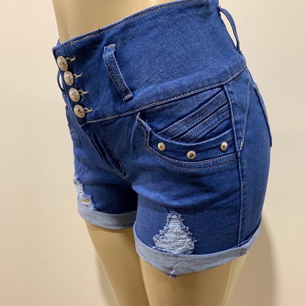 new Tush push  blue rip Colombian push up shorts